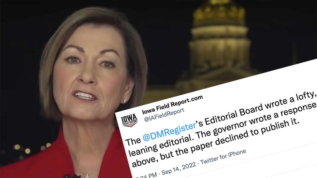 Des Moines Register refuses to run Governor's OpEd unless she bends the knee to their woke language