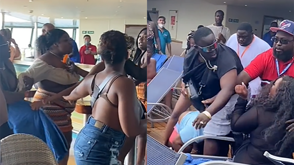 Watch: Crazy fight breaks out on a cruise when an argument about a chair leads to "knuckin' and buckin'"