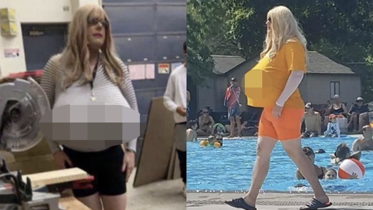 Rumor surfaces that the shop teacher with those enormous fake knockers might be an elaborate political stunt