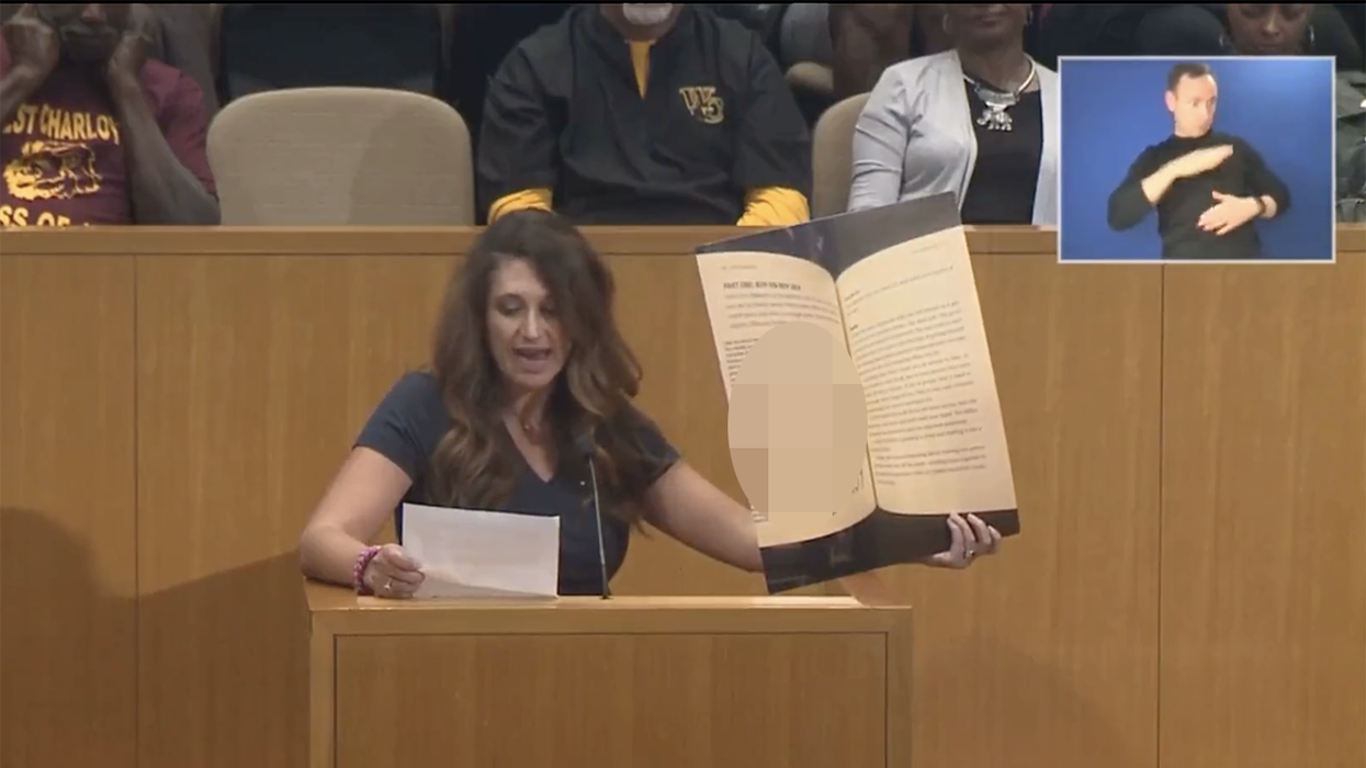 Watch: Mother reads from school board recommended book teaching middle schoolers to use sex apps, give 'handys'