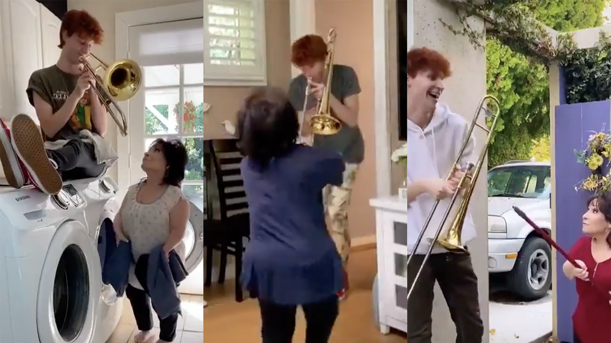 Watch: Son goes viral soundtracking his mom's life with his trombone, it's the greatest thing you'll see today
