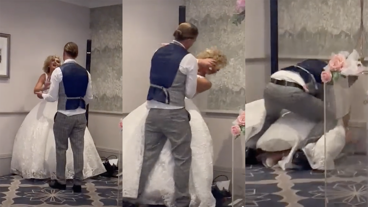 Watch: 'Red flag' bro goes viral for way he destroys his wife with their wedding cake