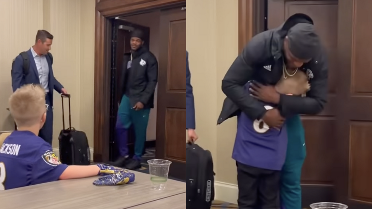 Watch: NFL's Lamar Jackson meets his biggest fan (with a heart condition), then something BEAUTIFUL happens