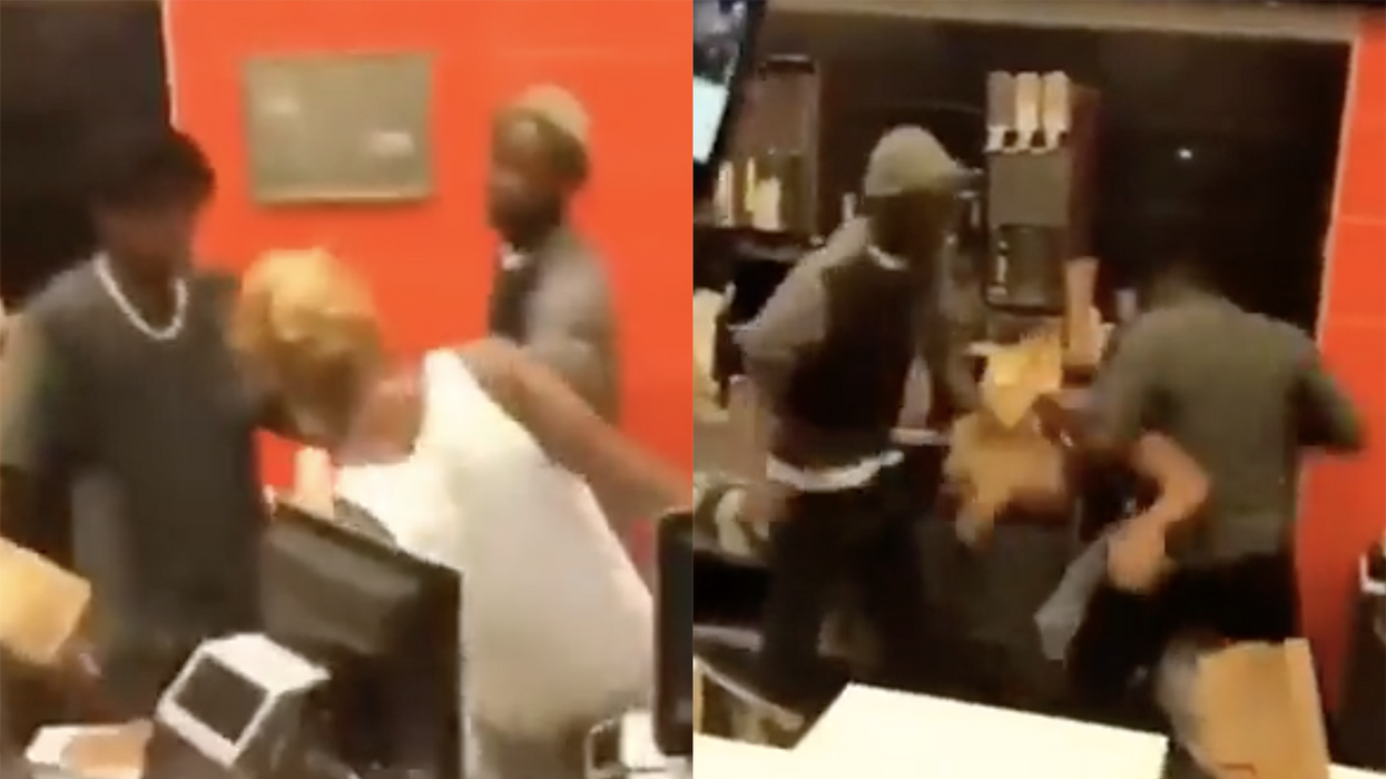Watch: Guy catches super-sized serving of these hands after making silly decision to jump the fast-food counter