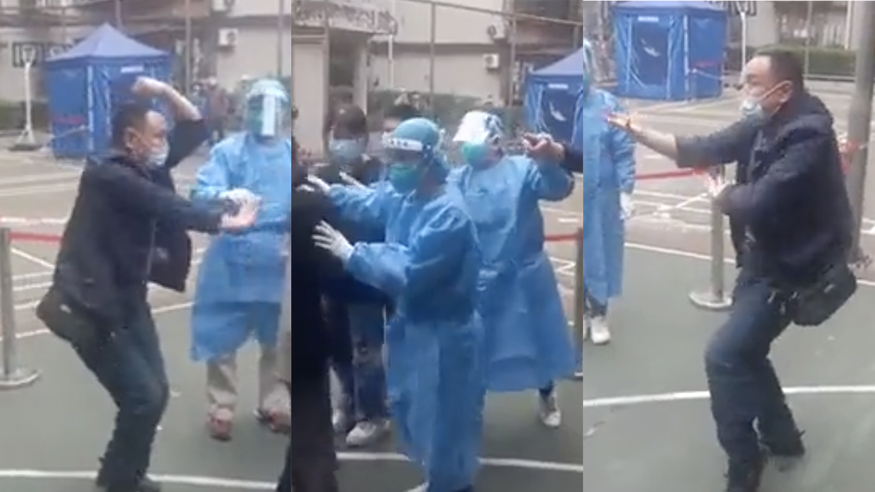 Check out this guy so fed up with China's lockdowns he's ready to go all Shaolin kung-fu on the health 'experts'
