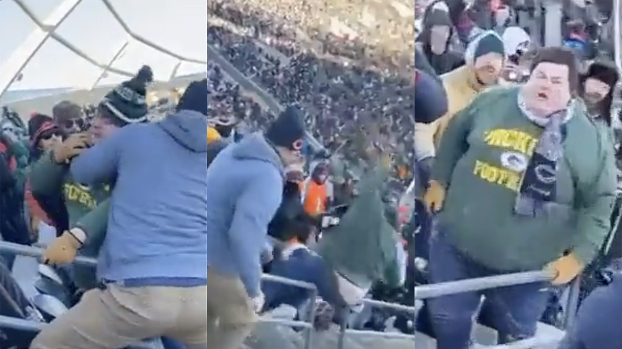 Watch: XXXL-sized Packers fan gets thrown down a flight of stairs, but it only makes him mad