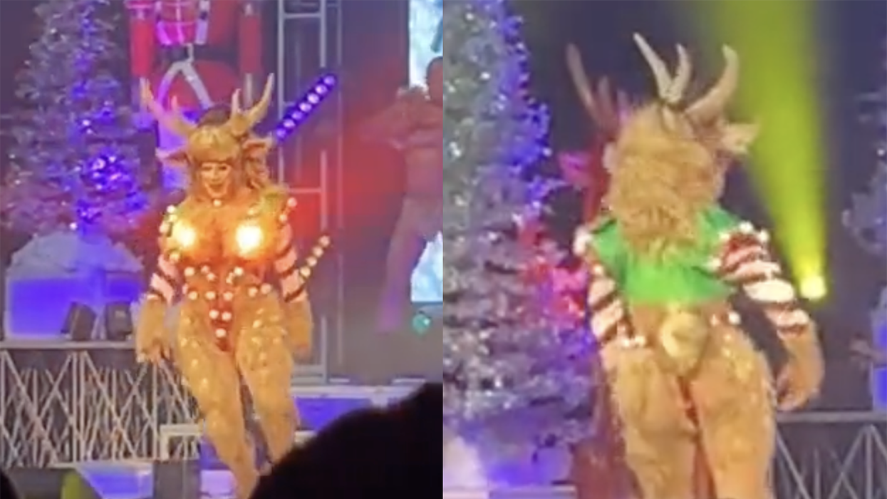 Watch: Meet 'Screwdolph,' the family-friendly drag queen who guides Santa's slay with his nipples in front of kids