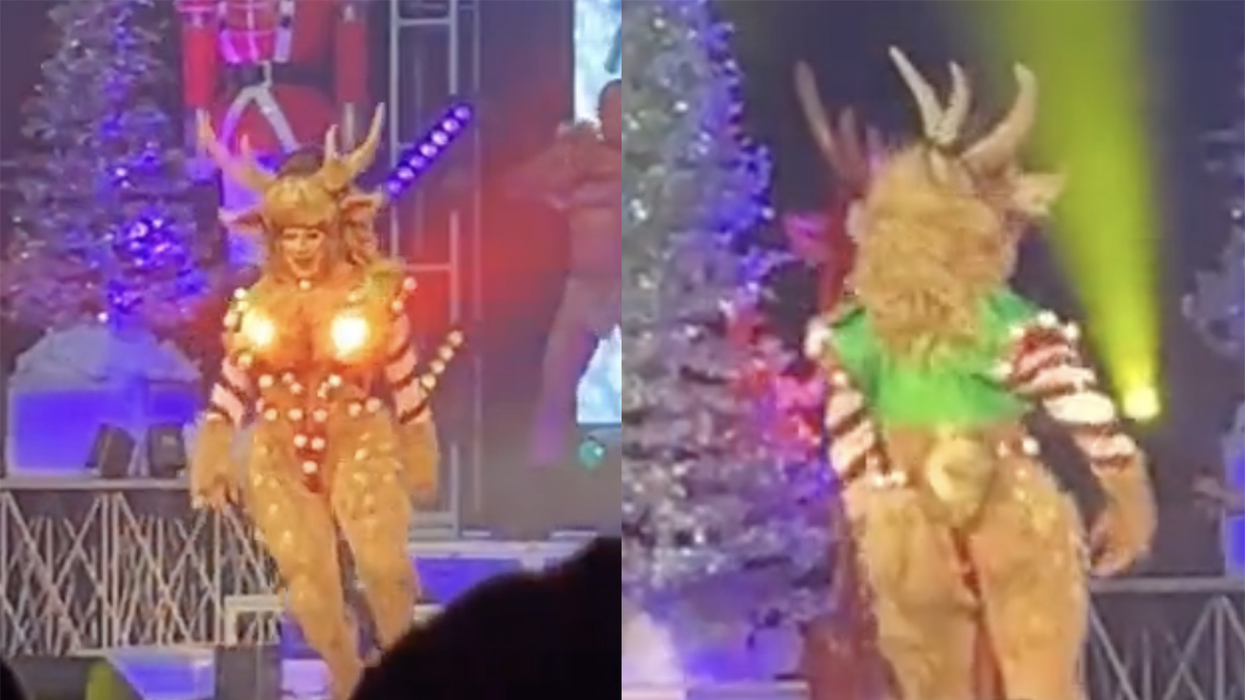 Watch: Meet 'Screwdolph,' the family-friendly drag queen who guides Santa's slay with his nipples in front of kids