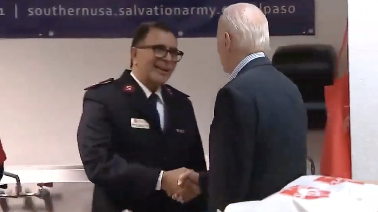 Watch: Not sure what's happening here, but Biden sounds like he confused Salvation Army member for Polish secret service