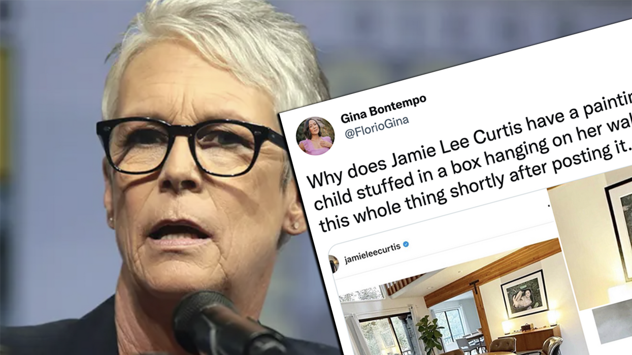 Jamie Lee Curtis shows off her fancy chairs, accidentally shows off her painting of a naked child on her wall too