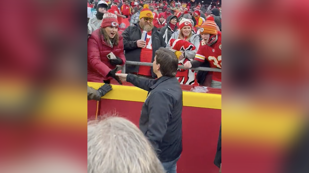 'Run for President': America's governor Ron DeSantis works the crowd at the Kansas City Chiefs game and fans love him