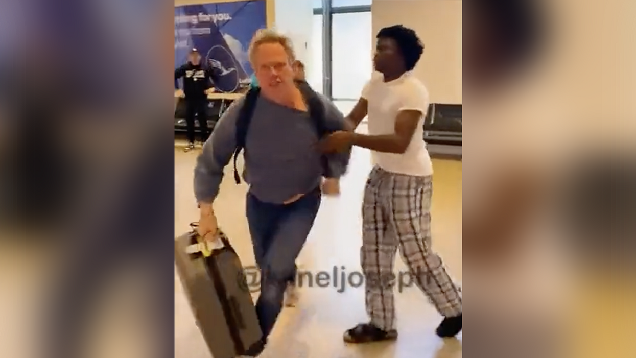 Watch: YouTubers who pretend to steal your luggage at the airport as a 'prank' meet someone who didn't find it funny