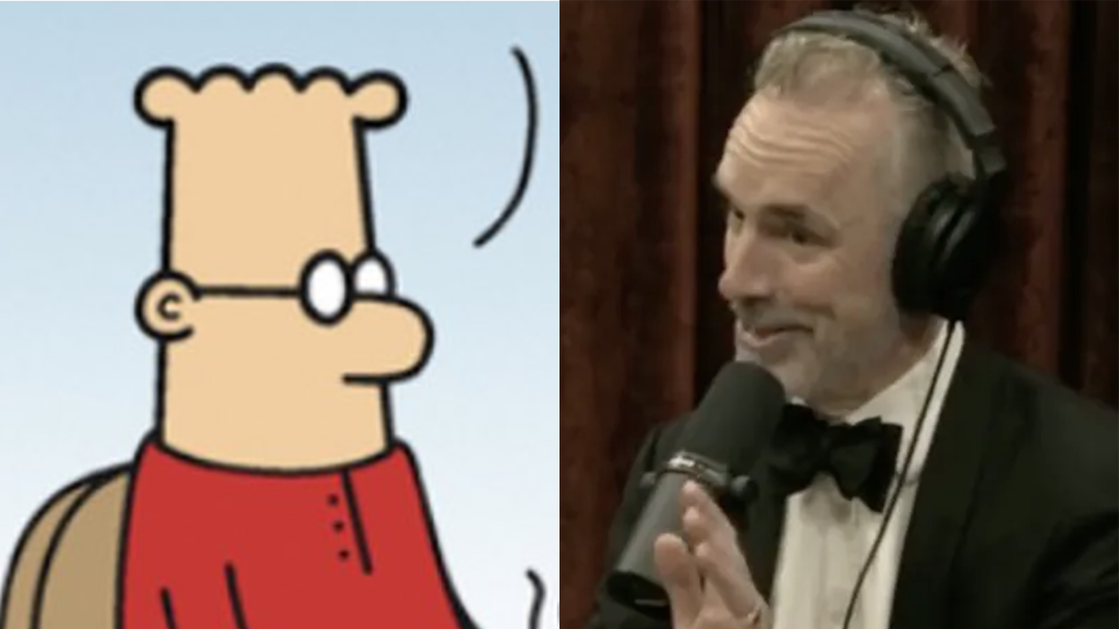 Dilbert pays tribute to Jordan Peterson being threatened by Ontario College and Peterson LOVES it