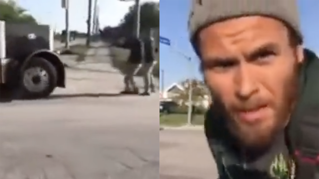 Watch: Vegans find out what happens when they try stopping a poultry truck and the driver doesn't give a f***