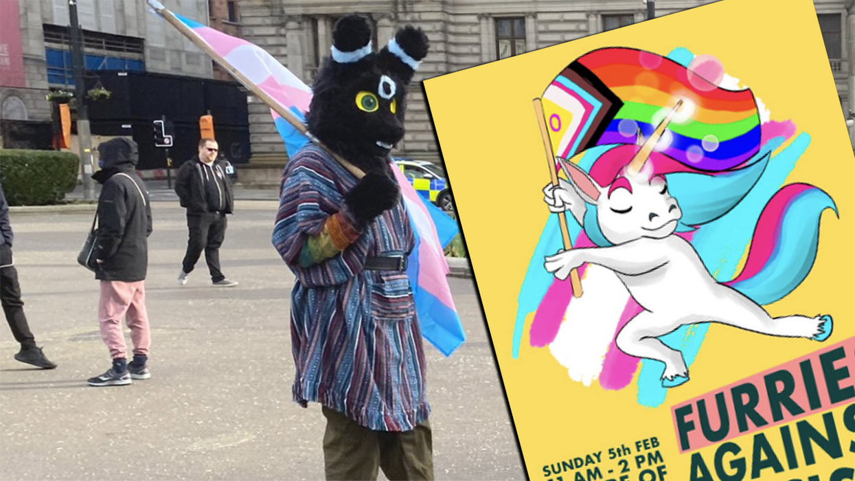 Watch: Furries counterprotest feminists because it's 2023 and that's where were are as a society