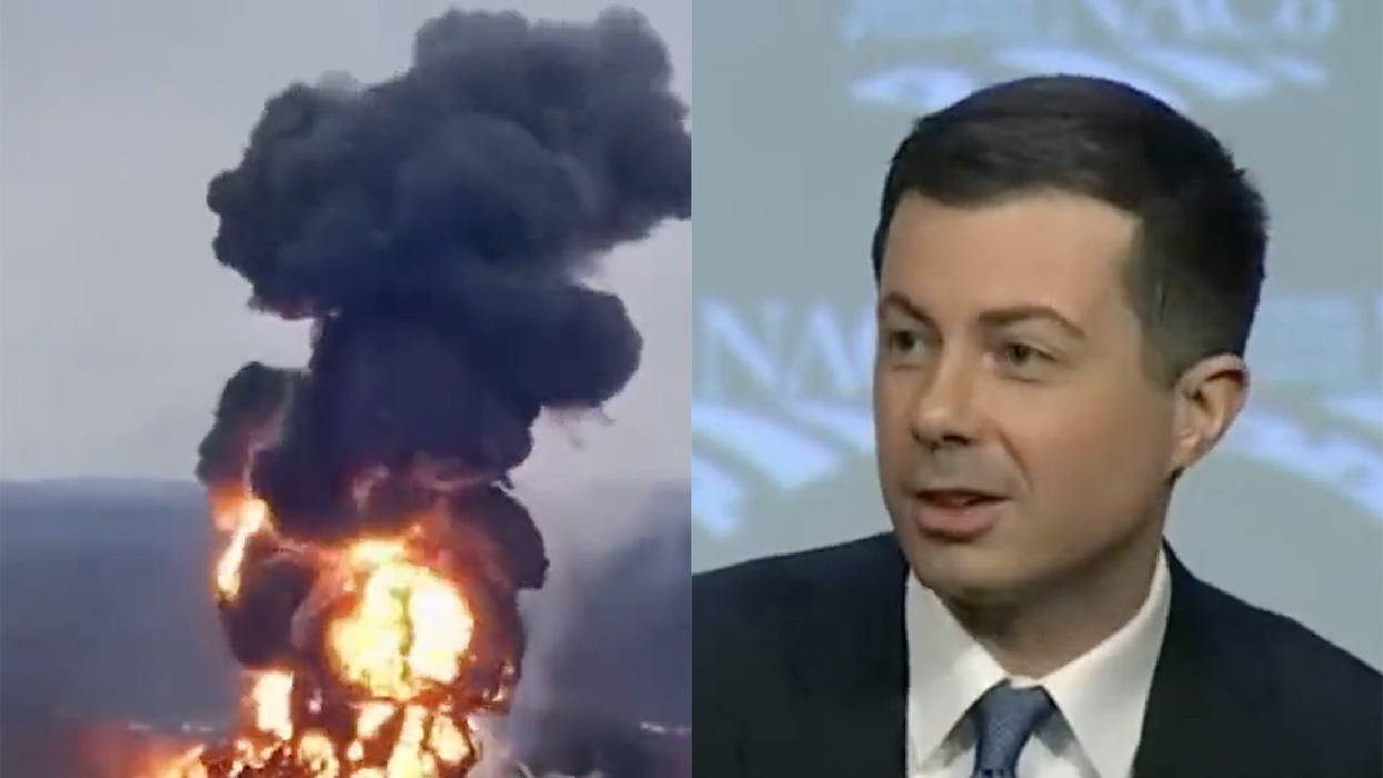 While a train derailment causes an Ohio town to burn, Pete Buttigieg is upset too many whites are in construction