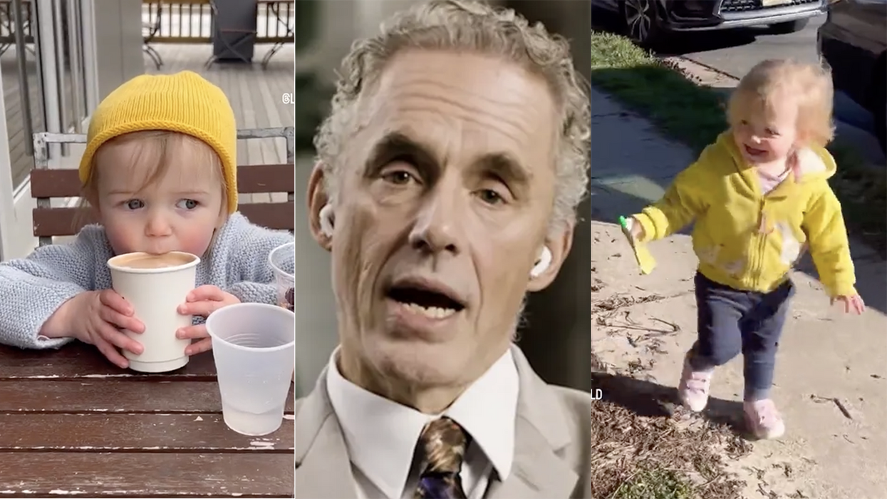 Watch: There's a new trend of matching Jordan Peterson lectures with videos of your kids and we're so here for it
