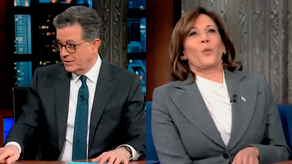 Watch: Stephen Colbert asks Kamala Harris to simply explain her job and you can see her brain short circuit