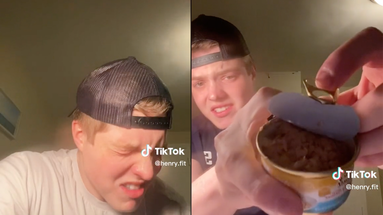 Watch: Confused TikTok gym bro eats dog and cat food, claims he needs the extra protein for The Gainz