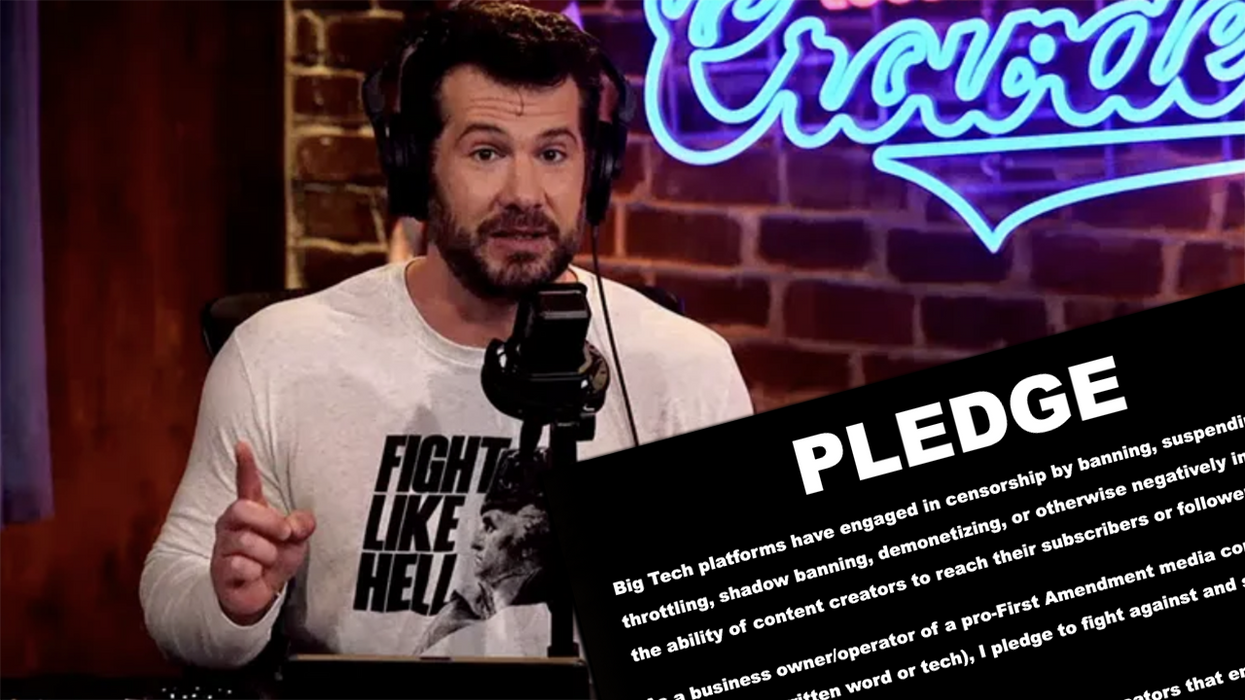 Crowder calls on the right to sign the "Fight Like Hell Pledge" and stick it to Big Tech