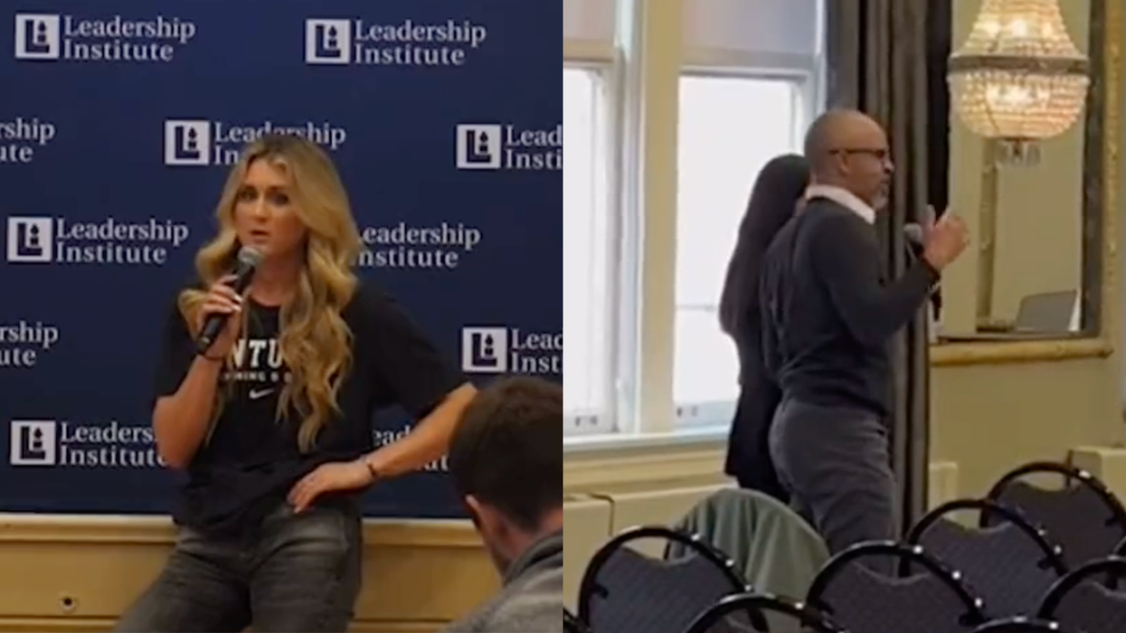 Watch: Girls sports advocate Riley Gaines stumps scientist on basic biology, crowd laughs as he pulls 'Ph.D' card
