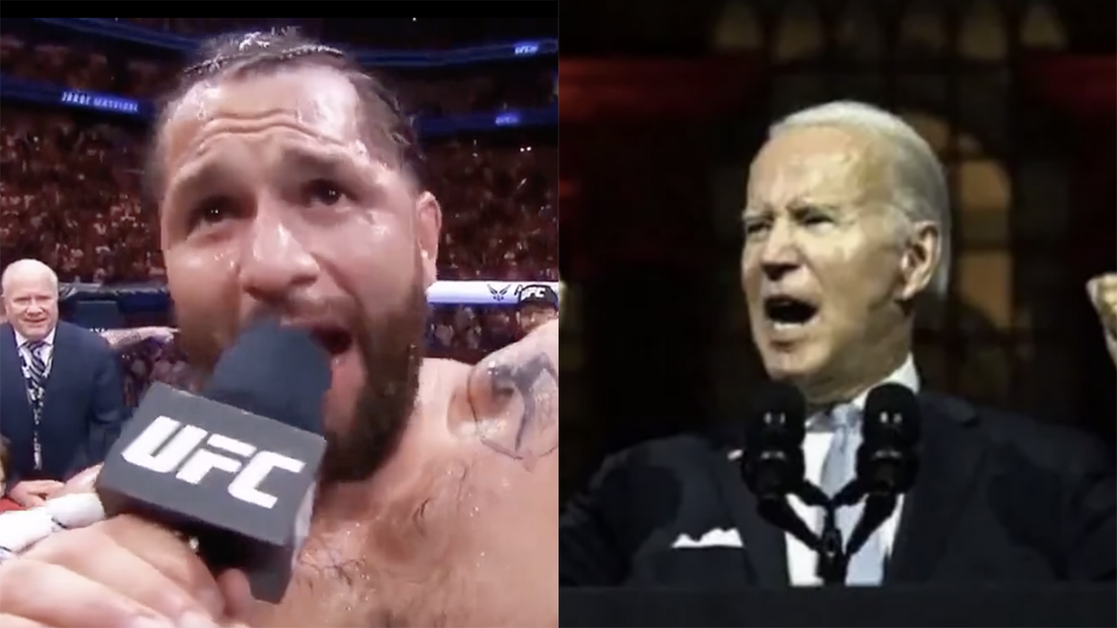 Watch: UFC champ, during the most red-pilled UFC show ever, retires leading sellout crowd in deafening anti-Biden chant