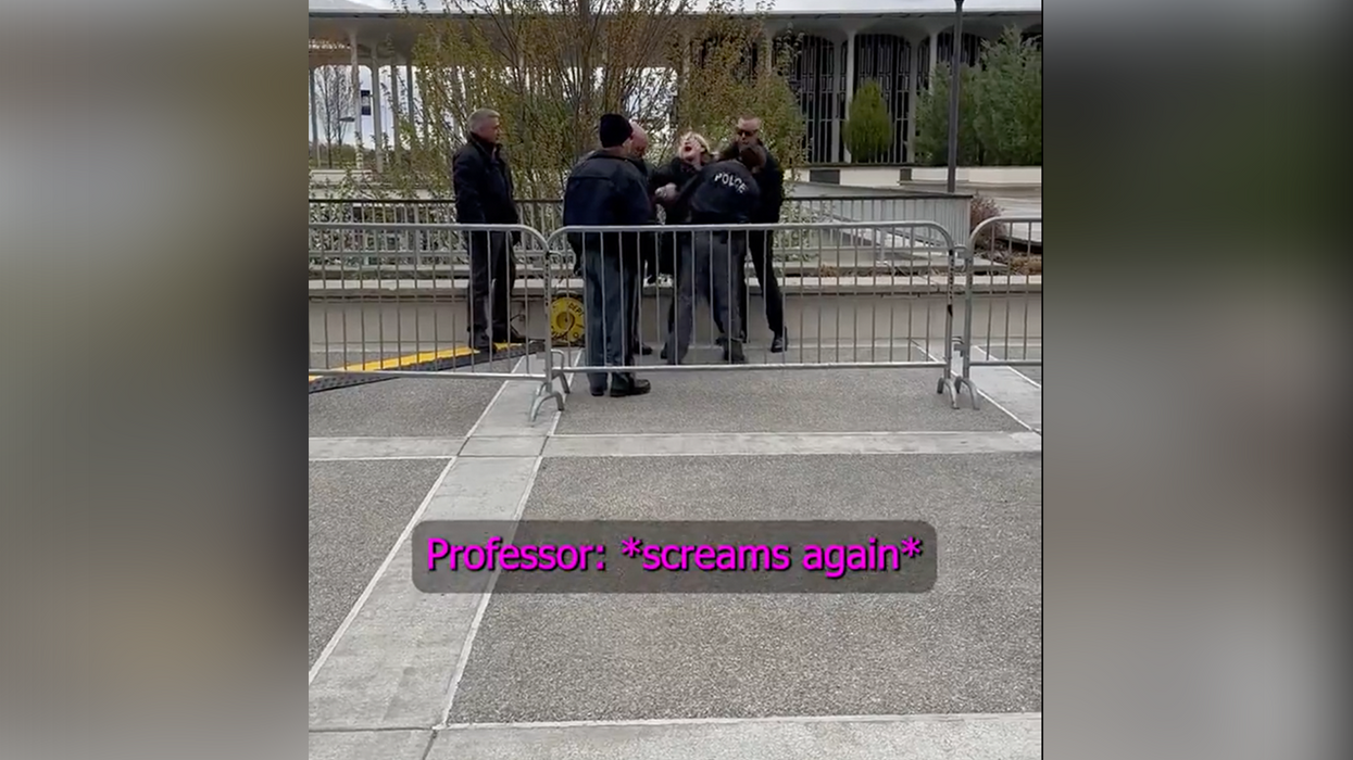 Watch: Professor freaks out on police as she's arrested for shutting down a campus pro-life display