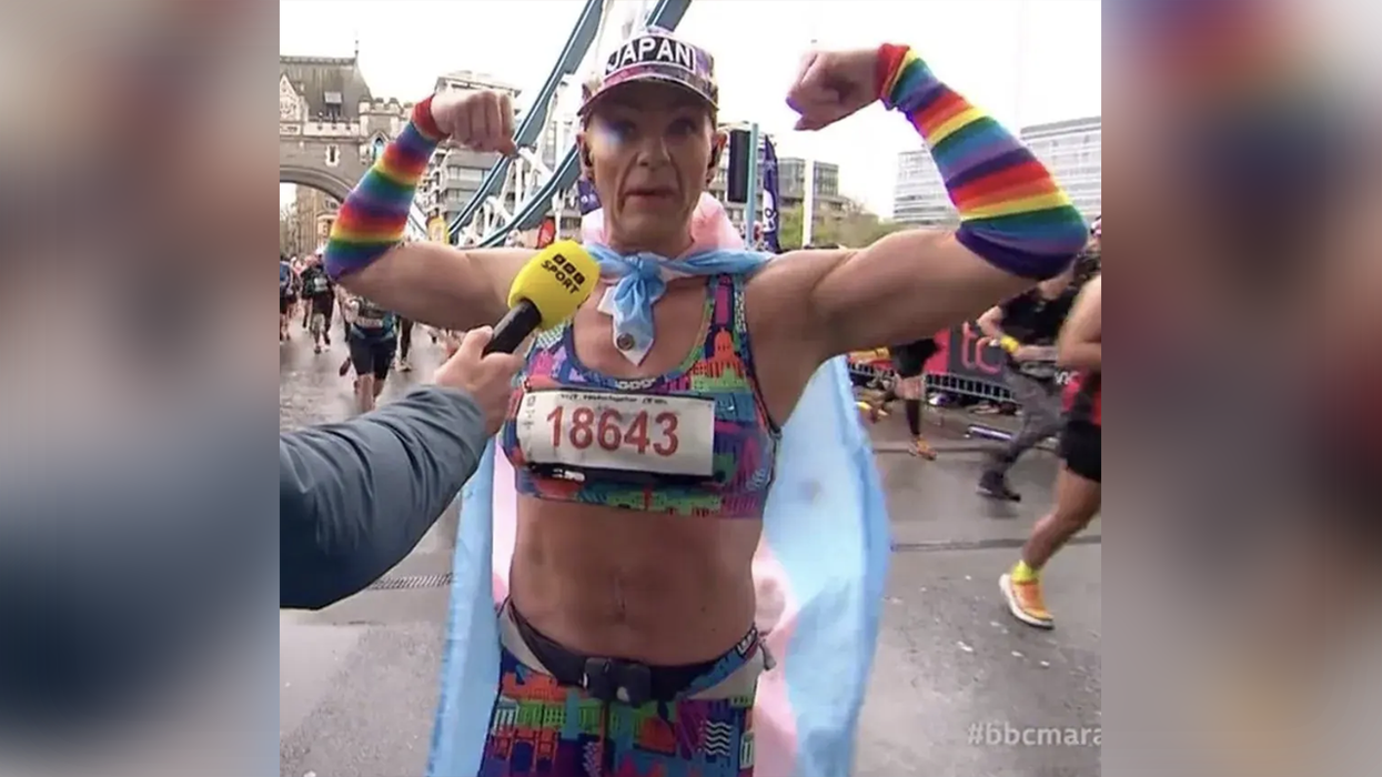 Watch: Trans runner proclaims "girl power" running UK marathon months after she ran the NYC marathon as a dude