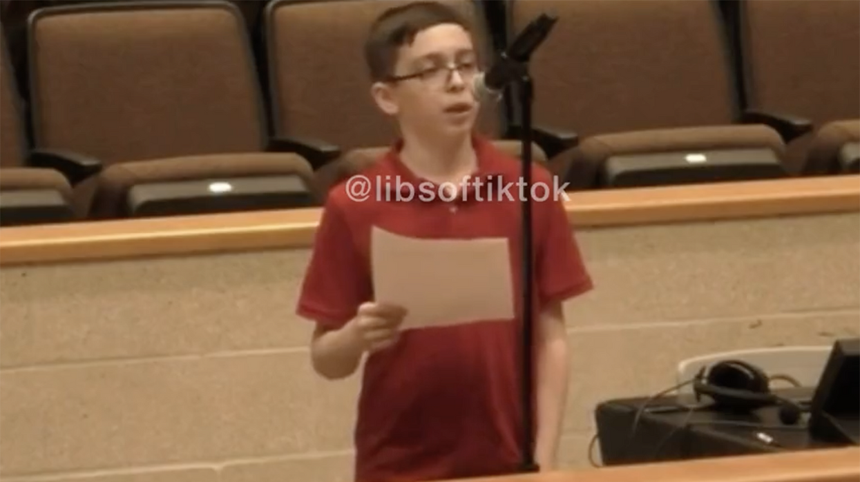 Watch: Little man got punished for wearing a "there are only two genders" shirt, so he goes off on his school board