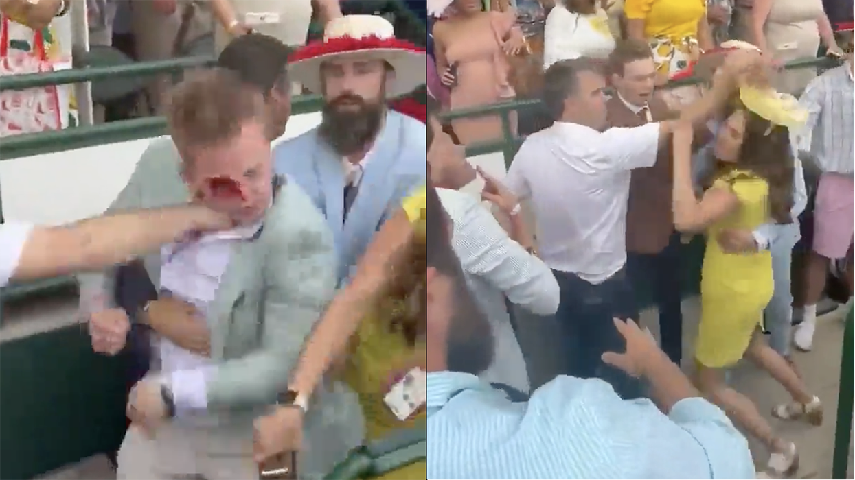 Watch: Bloody brawl breaks out at Kentucky Derby, even the girls in their fancy hats got involved