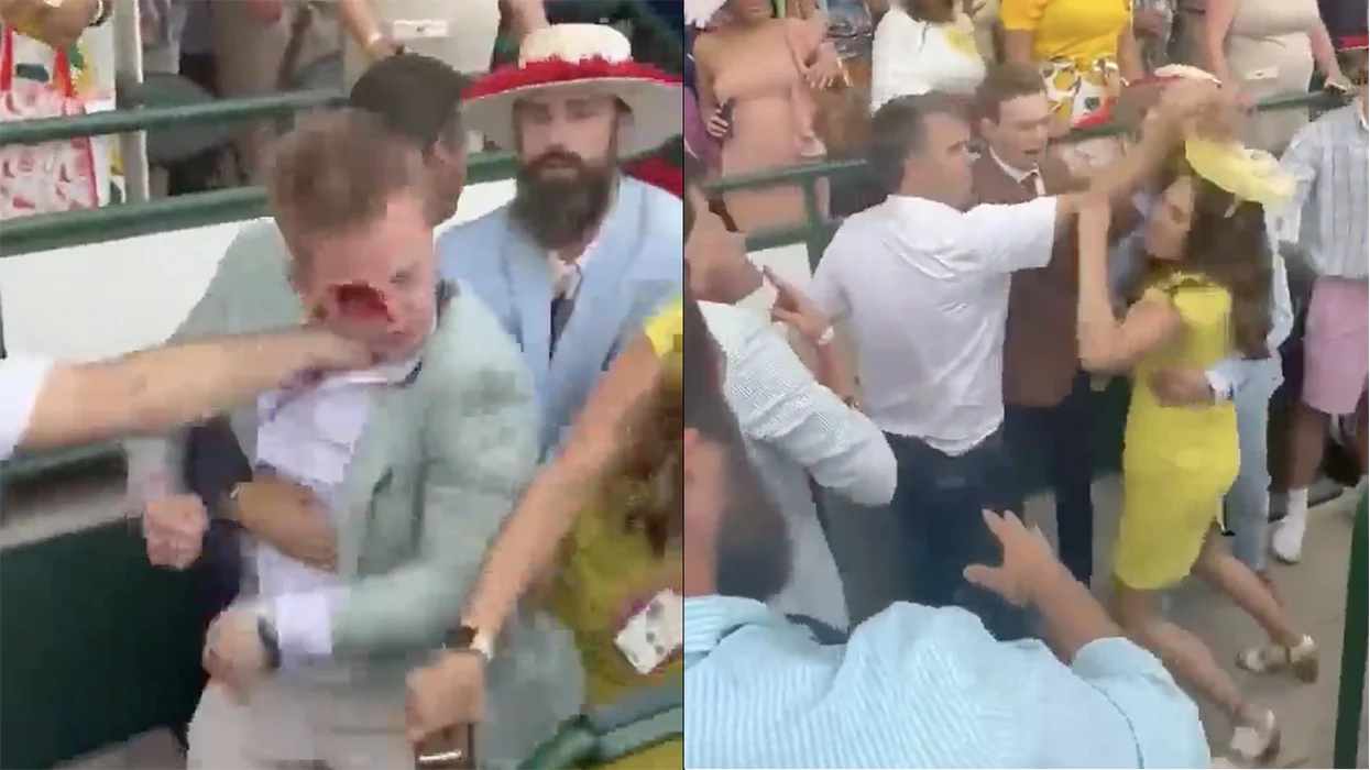 Watch: Bloody brawl breaks out at Kentucky Derby, even the girls in their fancy hats got involved