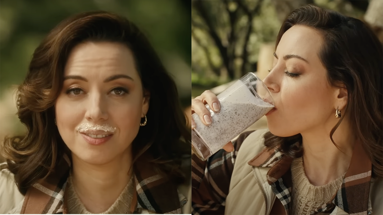 Aubrey Plaza's "wood milk" ad mocking a plant-based lifestyle has leftists outraged, or are they?