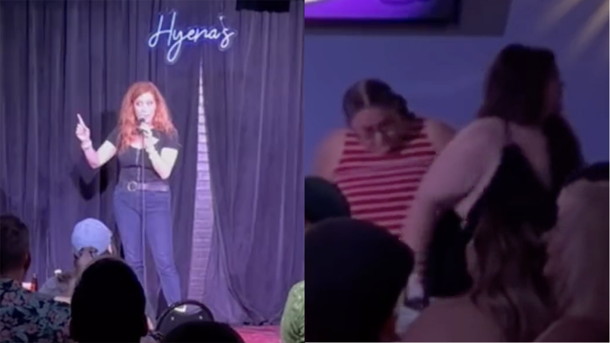 Watch: A herd of "Karens" stampede out of comedy club after comedian's hilarious Dylan Mulvaney joke