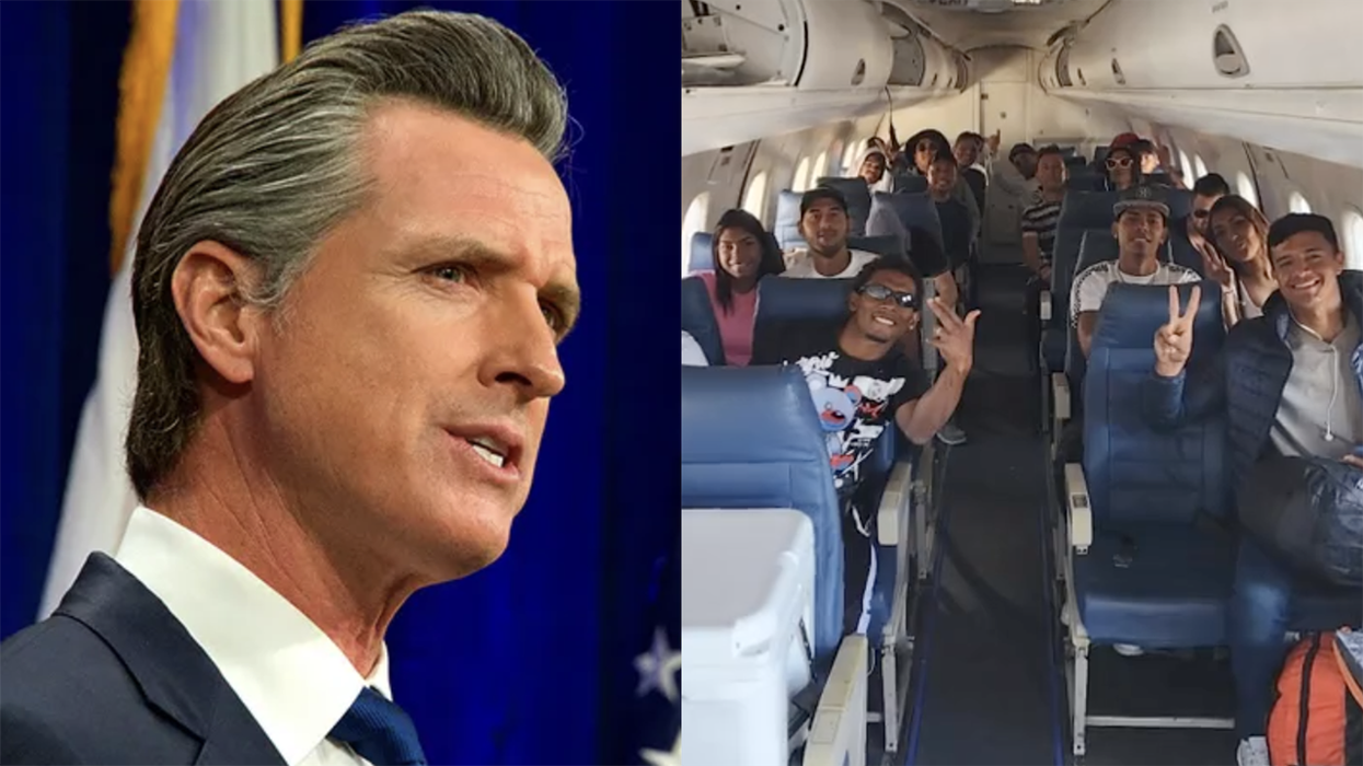 Gavin Newsom threatens Ron DeSantis with kidnapping charges, but then a video of happy illegals going to California drops