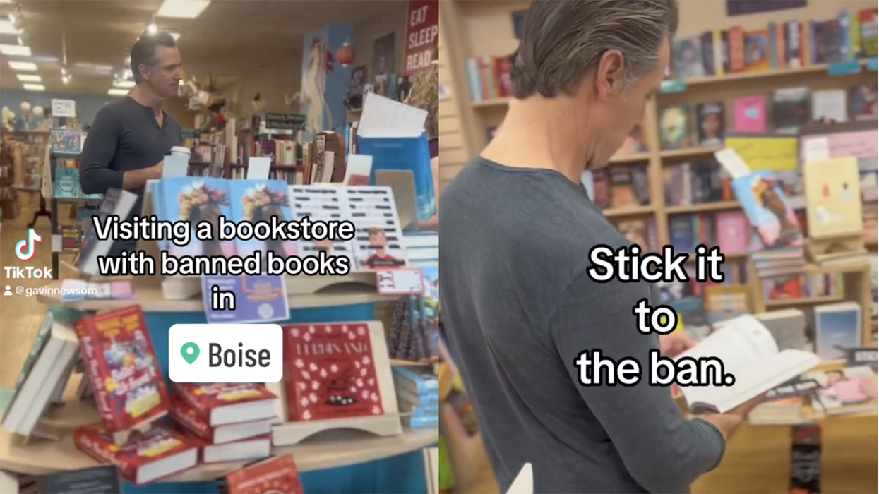 Twitter explodes when Gavin Newsom claims to visit a bookstore that sells "banned" books (think about it)