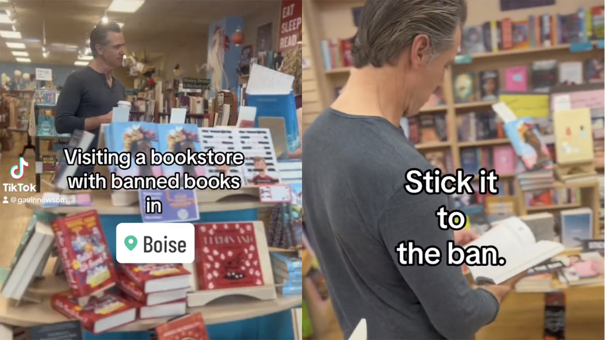 Twitter explodes when Gavin Newsom claims to visit a bookstore that sells "banned" books (think about it)