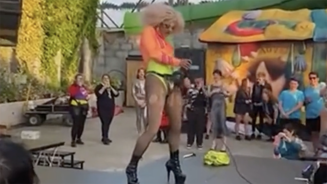 Watch: Man dressed as woman simulates sex act with a power tool in front of kids (but the theme park is very sorry)