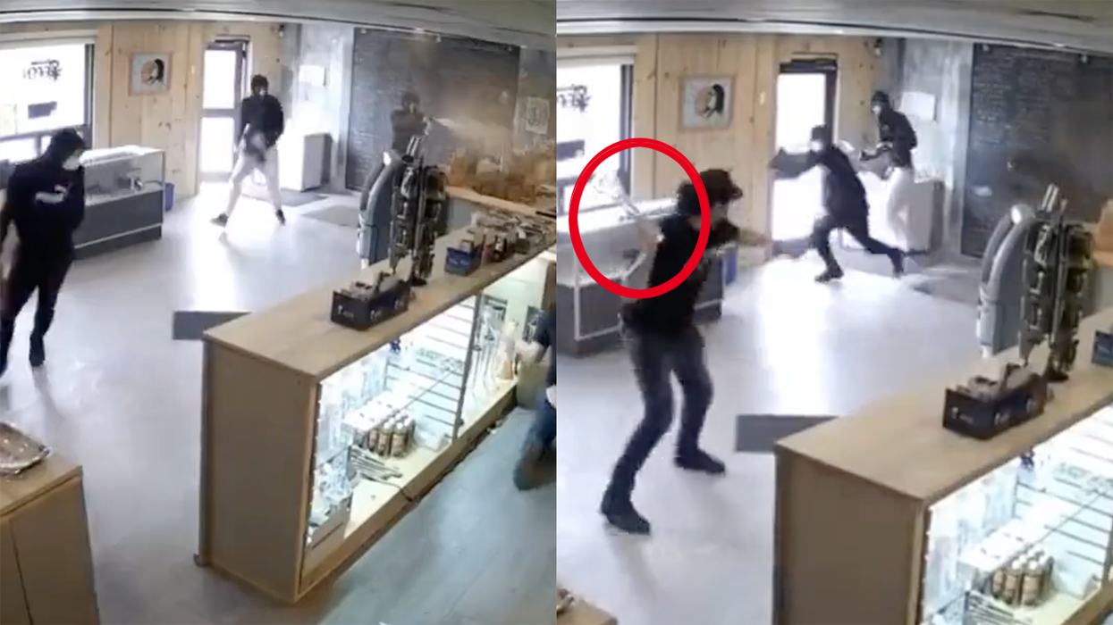 Watch: Thugs attempt to rob a pot dispensary, run like cowards when the employee fights them with his bong