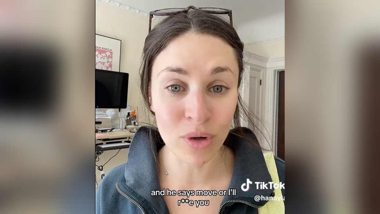 Woman melts down describing another incident on the San Francisco streets: "Move, or I'll rape you"