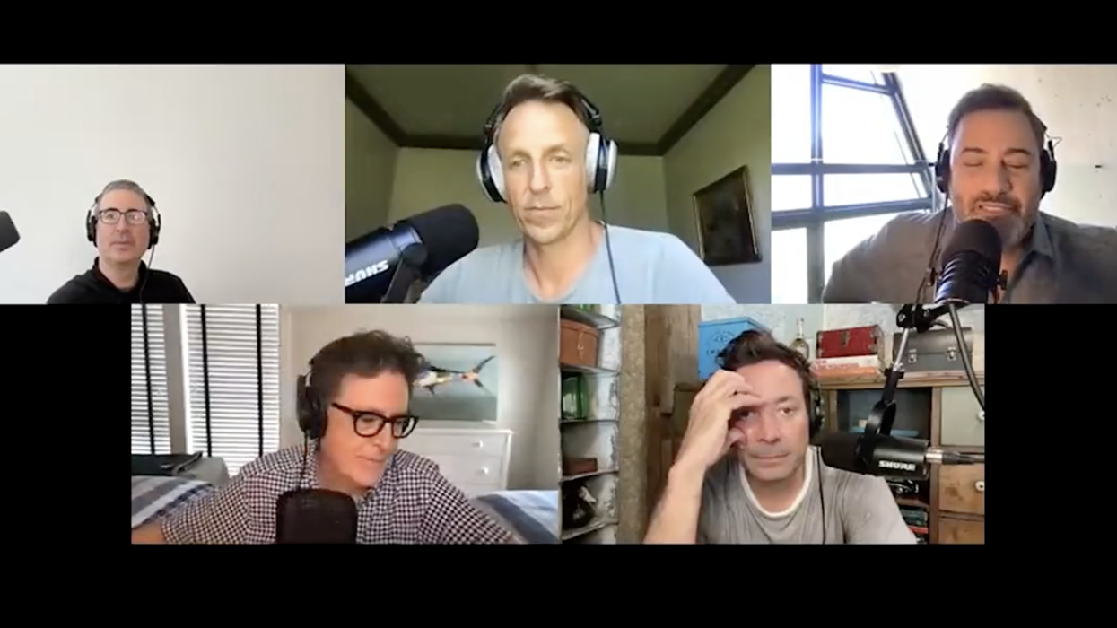 Five failed late-night hosts commit stochastic terrorism on your ears, join forces for new podcast