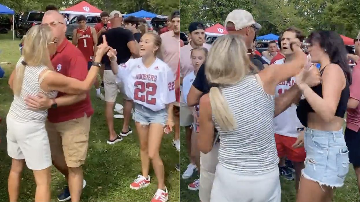 Watch: Someone's mother might have had too many White Claws at the college tailgate, started to fight EVERYONE