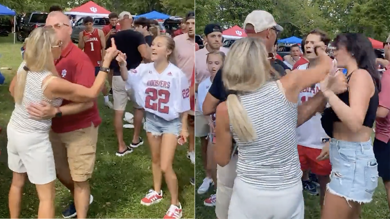 Watch: Someone's mother might have had too many White Claws at the college tailgate, started to fight EVERYONE