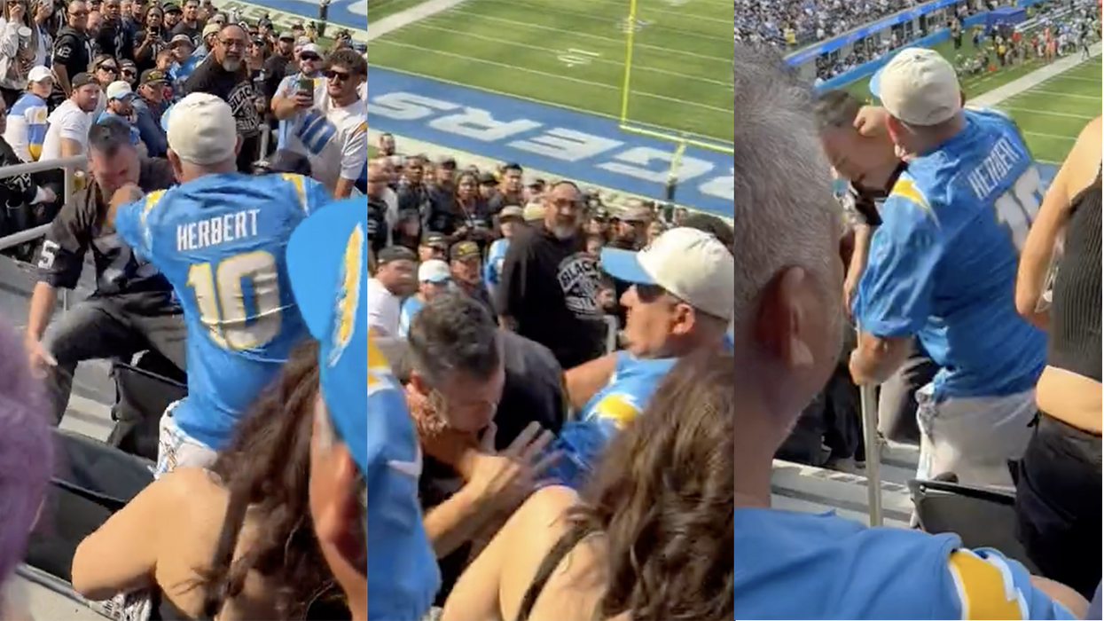 Watch: NFL fan doesn't have sense to stay down, gets knocked on his keister THREE times by dude he tried to fight