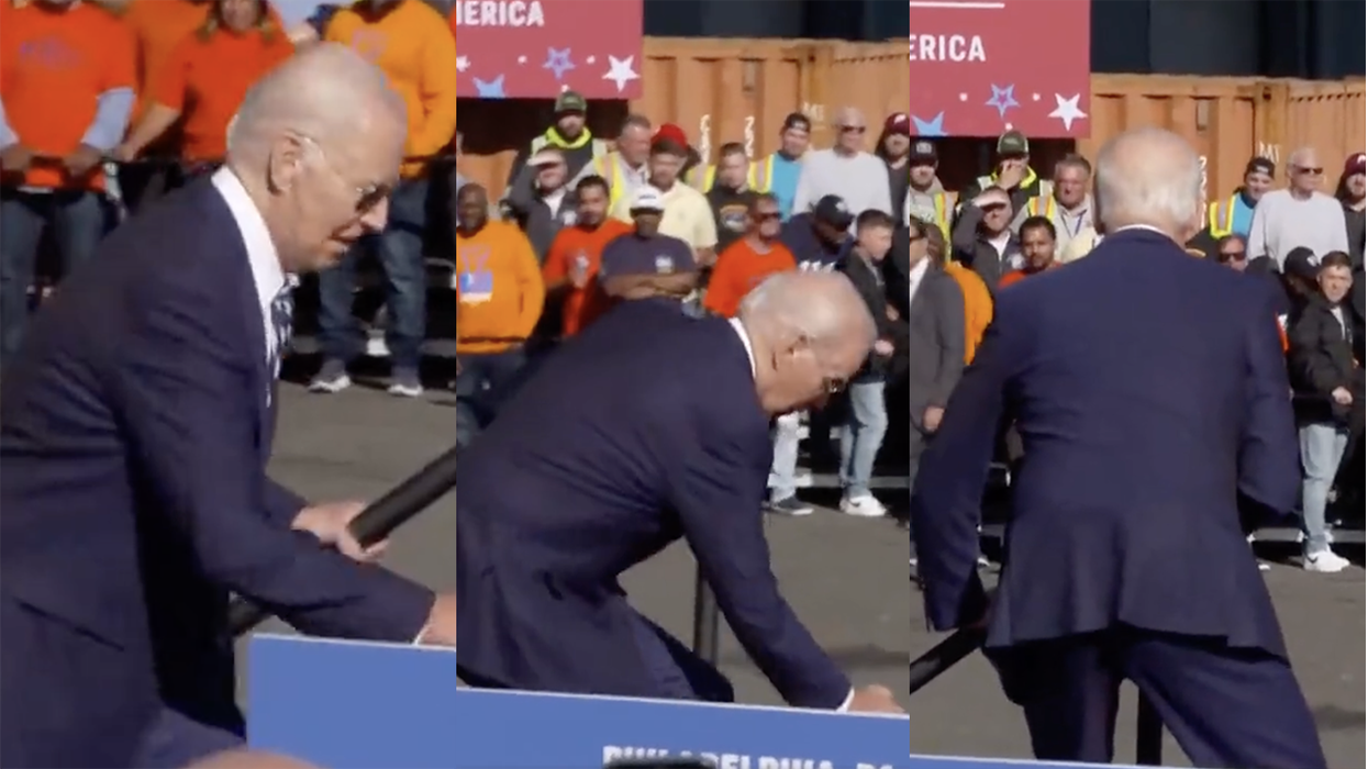 Watch: Joe Biden attempts to give a speech and... yep, he almost falls down again