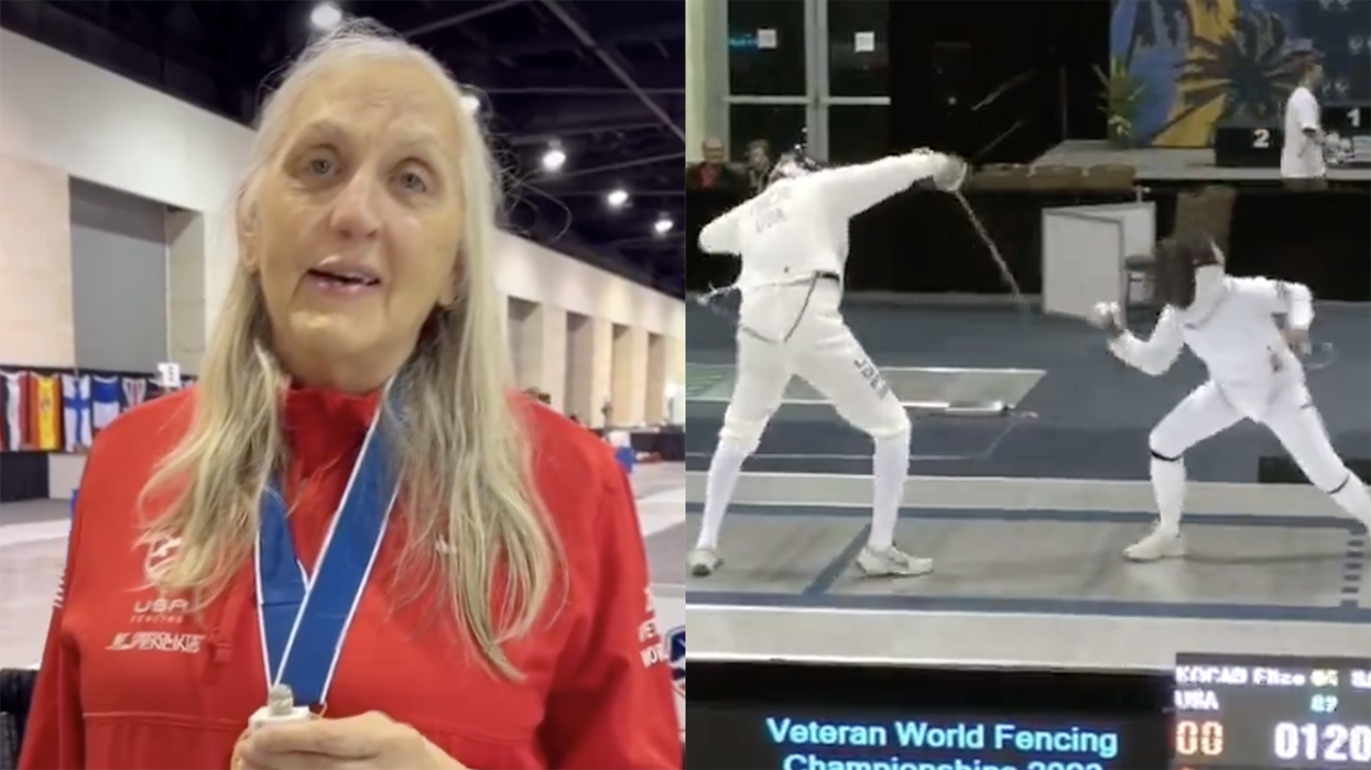 6'1" woman dominates world fencing championship, though of course "she" was born a dude...