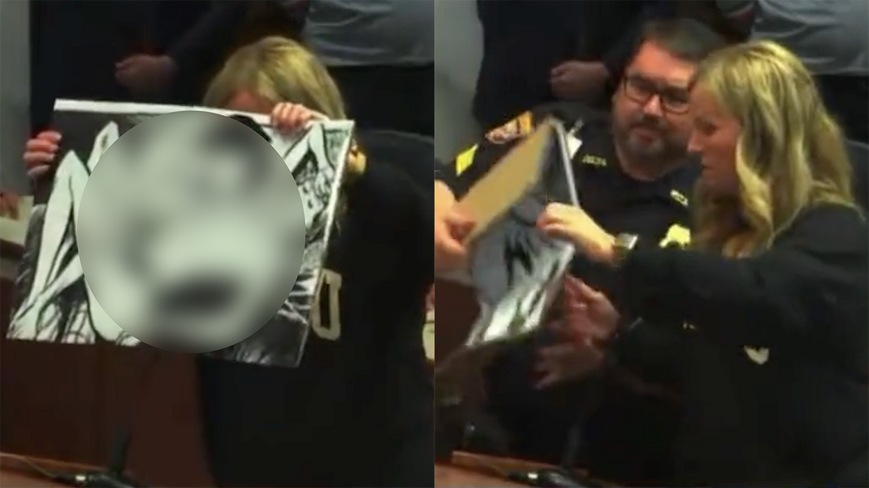 Watch: Cop swoops in to prevent woman from showing sexually explicit images the school board allows in children's libraries