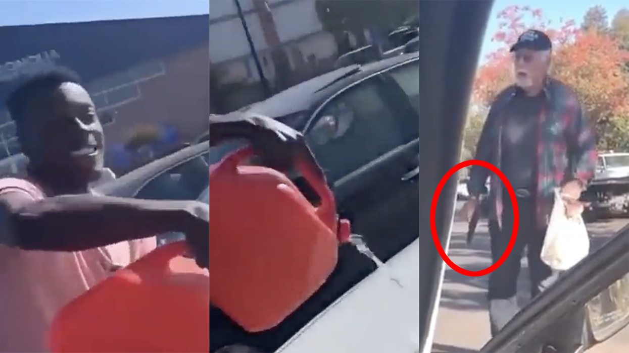 Livestreamer thinks it's a hilarious prank to pretend to pour GASOLINE on people's cars, until one guy pulls a gun