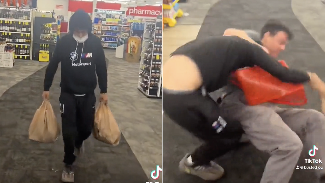 Bystander declares "we're not gonna take it" as he takes down shoplifter in epic video