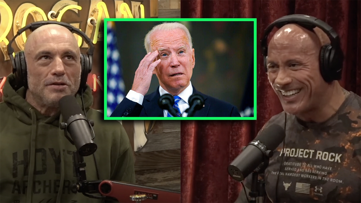 Joe Rogan gets The Rock to admit he doesn't have any friends who like Joe Biden: "Thank you, that's a good check"