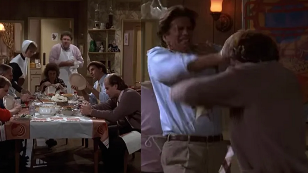 Progressives want you to start a fight at Thanksgiving, but enjoy the classic "Cheers" food fight instead